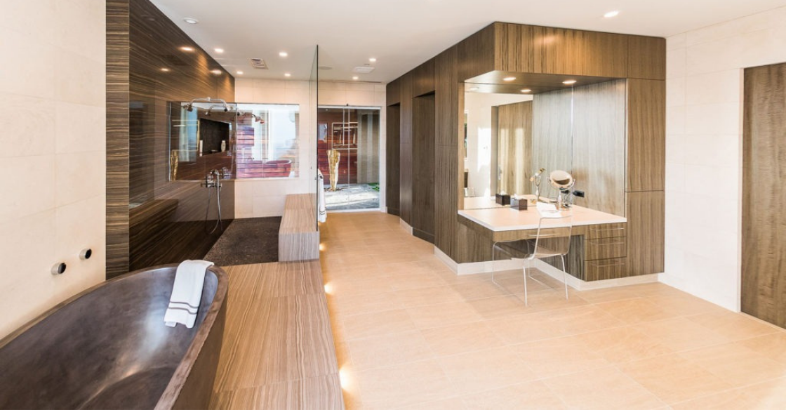 luxury bathroom enhanced by frameless glass walls