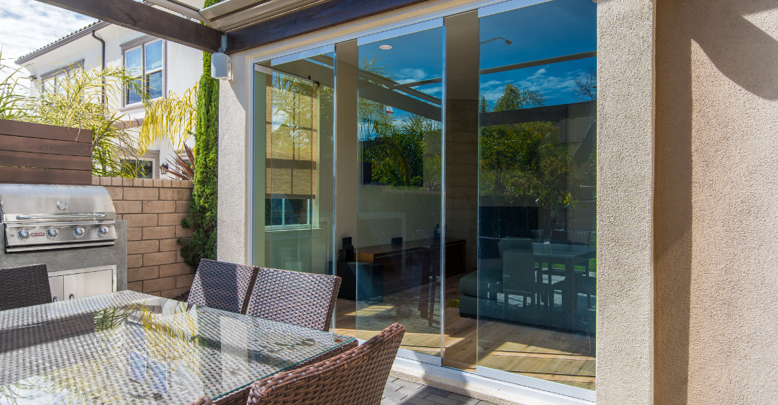 Patio doors partially open with Low-e coat