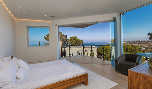 master bedroom frameless glass