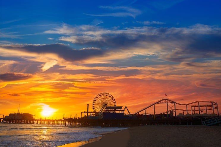 Santa Monica Pier Sunset | Cover Glass USA | Frameless Sliding Glass Panels