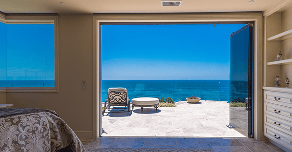 oceanfront view sliding glass doors