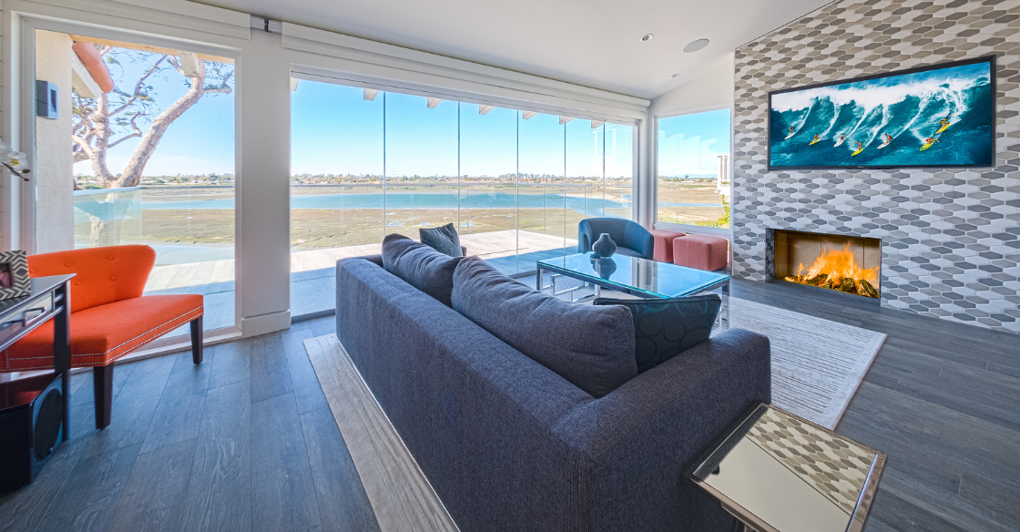 Cover Glass frameless glass doors in a living room