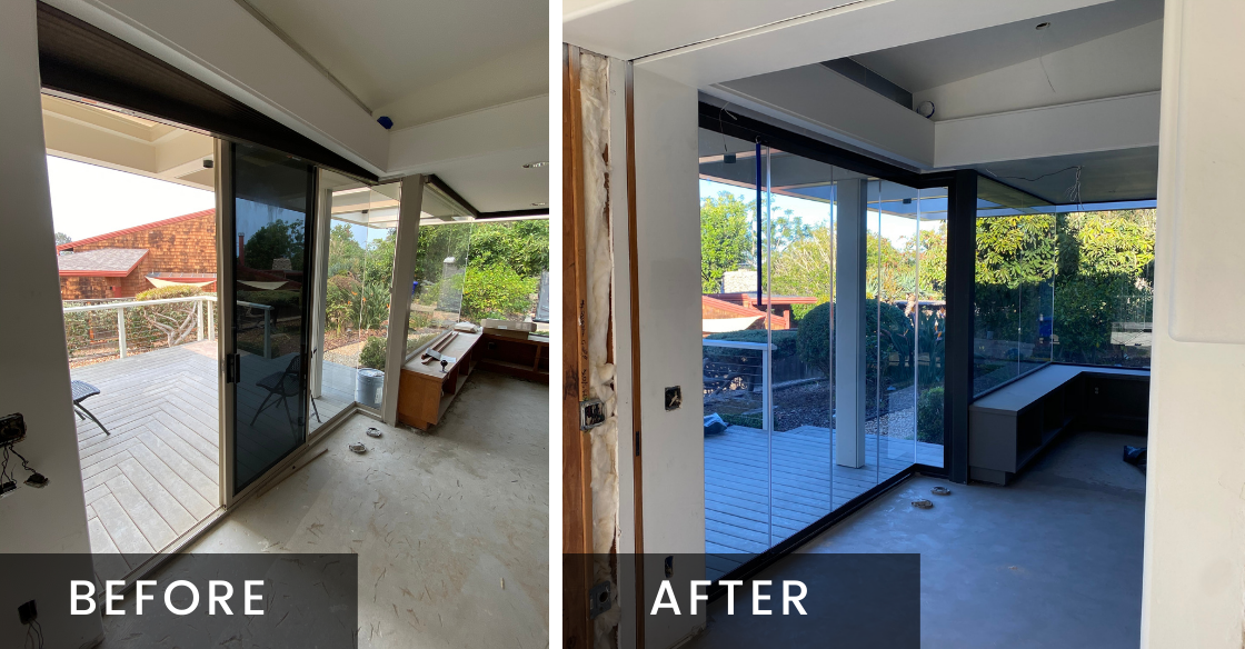 Office door before and after using Cover Glass