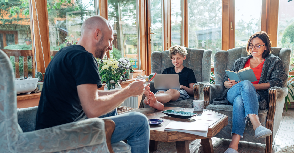 Family enjoying their sunroom toegether