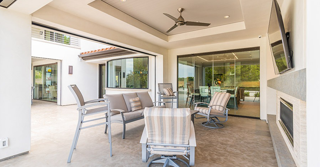 Patio with Cover Glass frameless glass doors